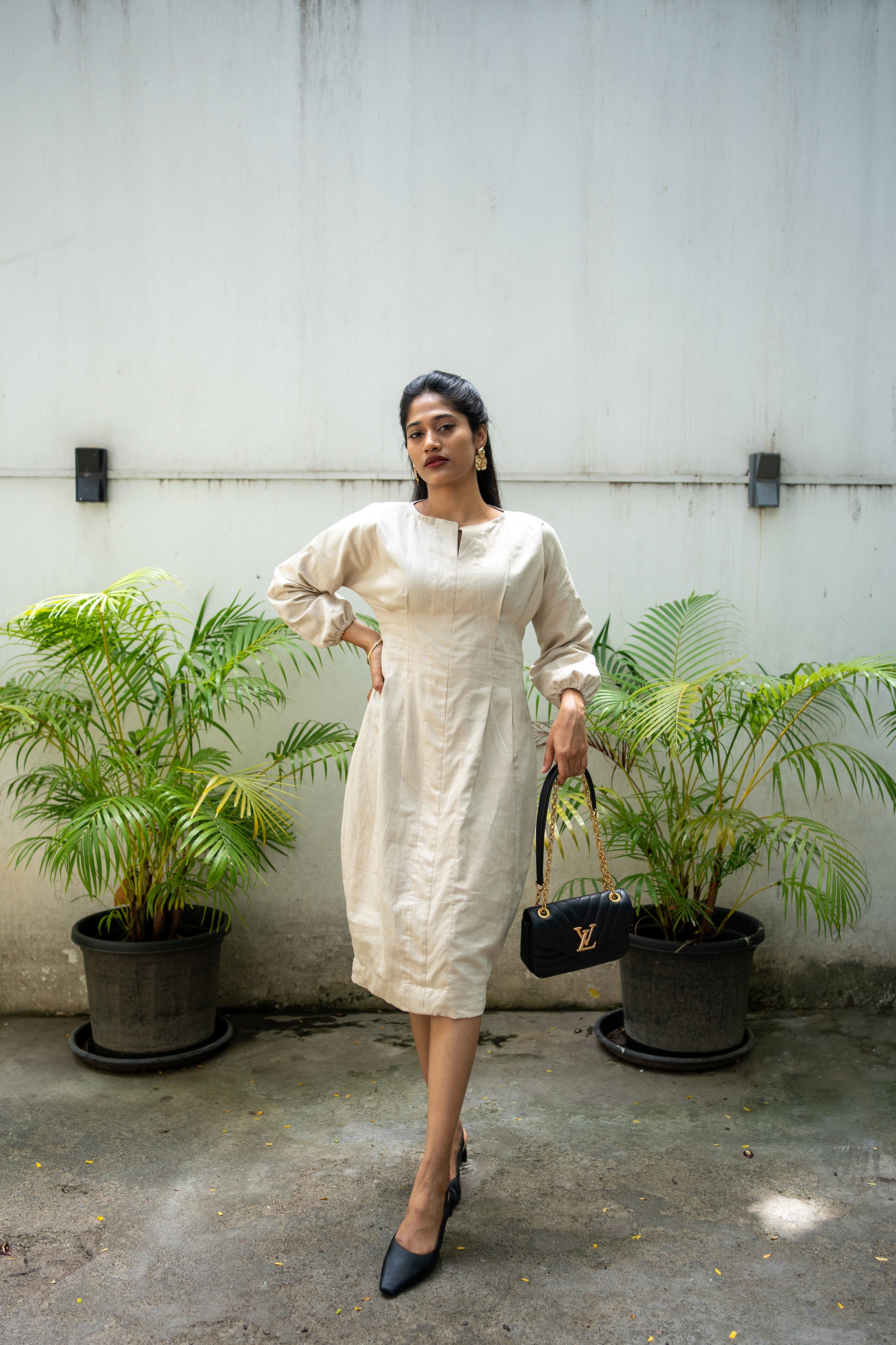 Beige Senorita cotton linen dress